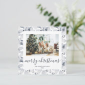 Watercolor Berries Green Photo Cartes de Noël (Debout devant)