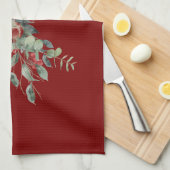 Watercolor Berries/Greenery Merry Christmas Theedoek (Quarter Fold)