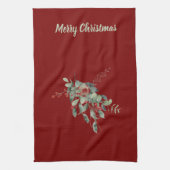 Watercolor Berries/Greenery Merry Christmas Theedoek (Verticaal)