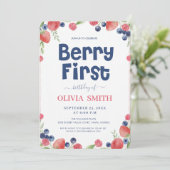 Watercolor Berry First Birthday 1st Birthday Kaart (Staand voorkant)