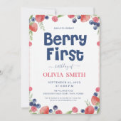 Watercolor Berry First Birthday 1st Birthday Kaart (Voorkant)