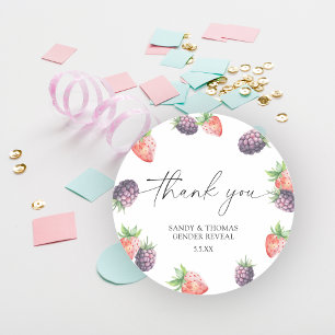 Watercolor Bessen - Bedankt geslacht onthulling Ronde Sticker