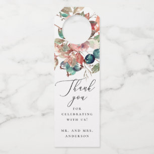 Watercolor Bessen Bruiloft Elegant Bedankt Flessenhanger