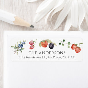Watercolor Bessen Retouradres Etiket