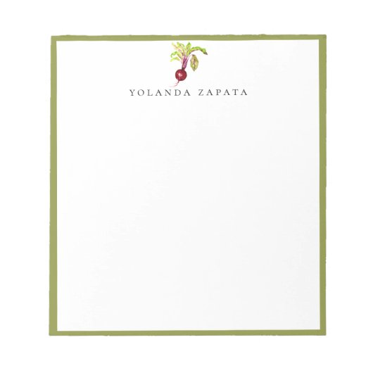 Watercolor Biet Groen Omlijst Notitieblok (Voorkant)