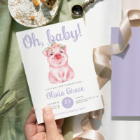 Watercolor Biggetje Baby Meisje Baby Shower