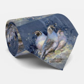 Watercolor Bird California Quail Motif Cravate (Roulé)