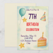 Watercolor Birthday Celebration Kaart (Voorkant / Achterkant)