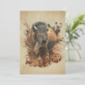 Watercolor Bison Buffalo Animal Wildlife Nature  Kaart (Staand voorkant)