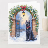 Watercolor Black Russian Terrier Iron Christmas Kaart (Voorkant)