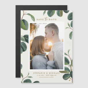 Watercolor Bladeren Botanische Foto Save the Date Magnetische Uitnodiging