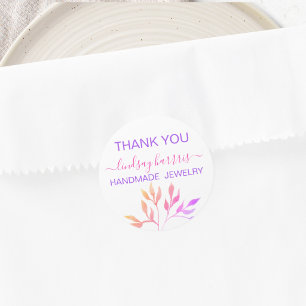 Watercolor Bladeren Juwelier Bedankt Ronde Sticker
