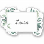 Watercolor bladgroen botanisch  sticker (Voorkant)