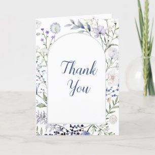 Watercolor Blau Bloemenframe Bedankkaart