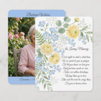 Watercolor Blau Geel Bloem Motief Gebedskaart