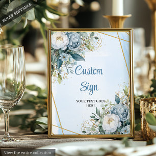 Watercolor Blauw Groene Tinten Goud Glitter Trouwb Poster
