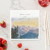 Watercolor Blauwe Bergen Pijnboom Bruiloft Servet (Insitu)