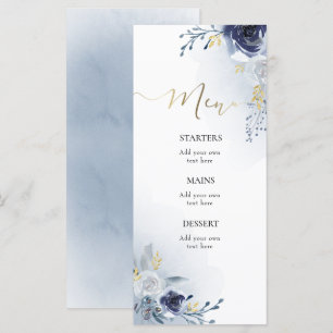 watercolor blauwe bloemen Menu