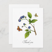 Watercolor Blauwe Bosbessen platte bedankkaart (Voorkant / Achterkant)