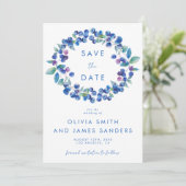 Watercolor Blauwe Bruiloft Save The Date (Staand voorkant)