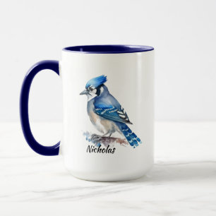 Watercolor Blauwe Gaai Blauwe Gaai Vogel Natuur Ku Mok