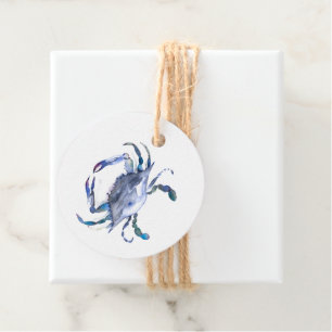Watercolor Blauwe Krab Favor Tags Bedankjes Labels