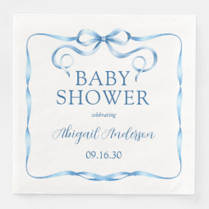 Watercolor Blauwe Lint Baby Shower Servet