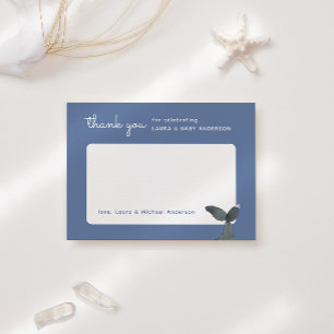 Watercolor Blauwe Walvissen Baby Shower Bedankkaart