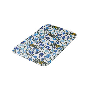 Watercolor Blauwe Wilde Bloemen Boheemse Chic Badmat