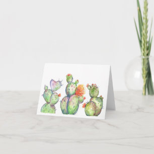 Watercolor bloeiende woestijncactus kaart