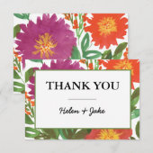 Watercolor Bloem Bedankkaart Kaart (Voorkant / Achterkant)