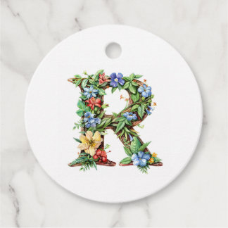Watercolor Bloem Monogram R Bedankjes Labels