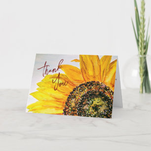 Watercolor Bloem Zonnekruid Bedankt Kaart