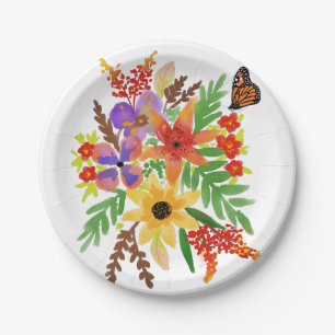 Watercolor Bloemen 02 Aangepaste Papieren Borden 1 Bordje
