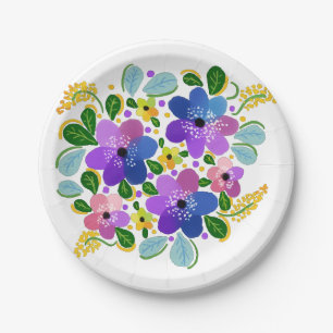 Watercolor Bloemen 03 Aangepaste Papieren Borden 7 Bordje