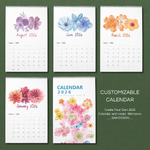 Watercolor Bloemen 2026 Kalender Elegante Bloeme