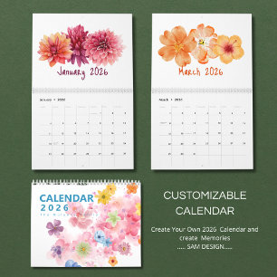 Watercolor Bloemen 2026 Kalender   Elegante Bloeme