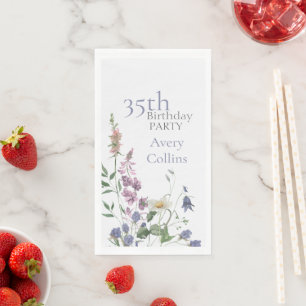 Watercolor Bloemen 35e Verjaardag Servet