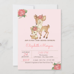 Watercolor Bloemen Baby Herten Baby Shower Kaart