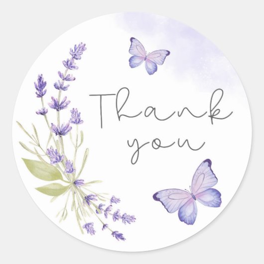 Watercolor Bloemen Bedankt Ronde Sticker (Voorkant)