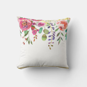 Watercolor Bloemen Bloemen Modern Kleurrijk Kracht Kussen