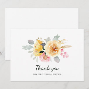 Watercolor Bloemen Bruidsdiner Bedankkaart