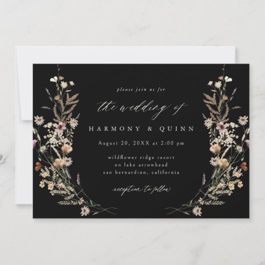 Watercolor Bloemen Bruiloft Uitnodiging (Voorkant)
