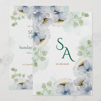 Watercolor Bloemen Bruiloft Uitnodiging
