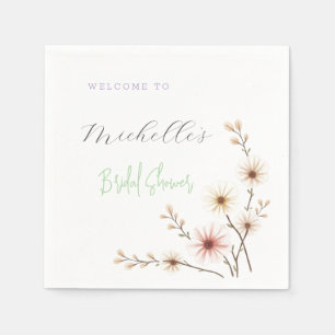 Watercolor Bloemen Cute Bruiloftsborrel  Servet