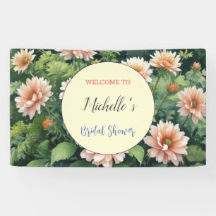 Watercolor Bloemen Cute Bruiloftsborrel  Spandoek