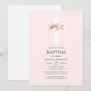 Watercolor bloemen doop of doopfeest kaart