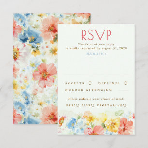 Watercolor Bloemen Elegante Trouw RSVP Kaartje