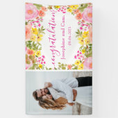 Watercolor Bloemen Felicitaties Betrokkenheid Spandoek (Verticaal)