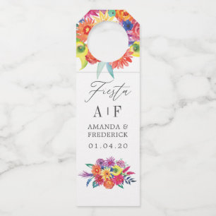 Watercolor Bloemen Fiesta Bruiloft Flessenhanger